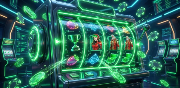 Neon green luxury slot machine gameplay at Bet4Star